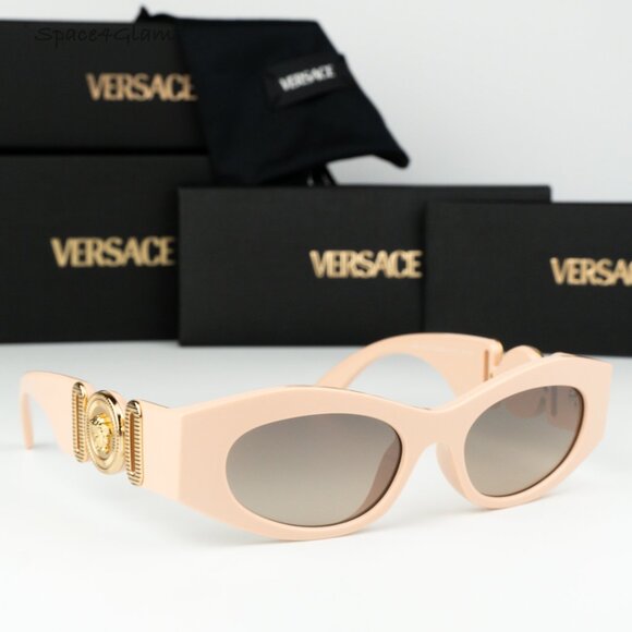 NEW Versace VE4480U 54946I Nude Brown Grad Grey Mirror Silver Unisex Sunglasses